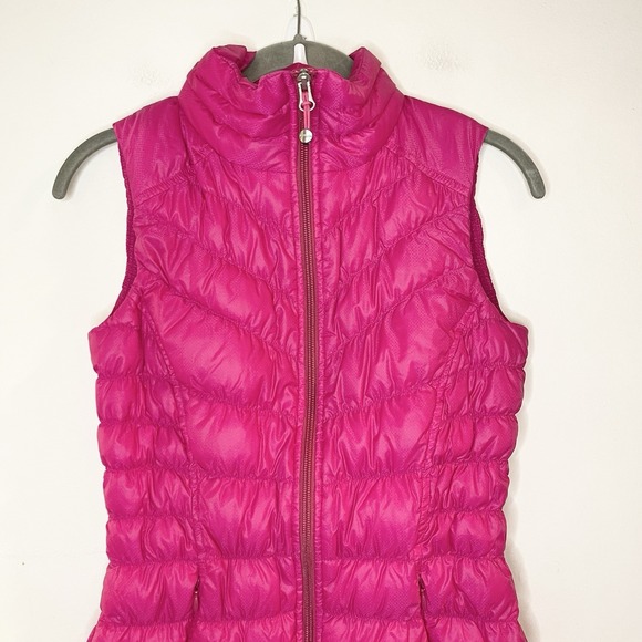 Athleta Women's Puffer Vest Downalicious Deluxe Hot Pink Down Filled XXS 2XS - Picture 4 of 8
